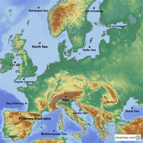 Map Of The Mountains In Europe
